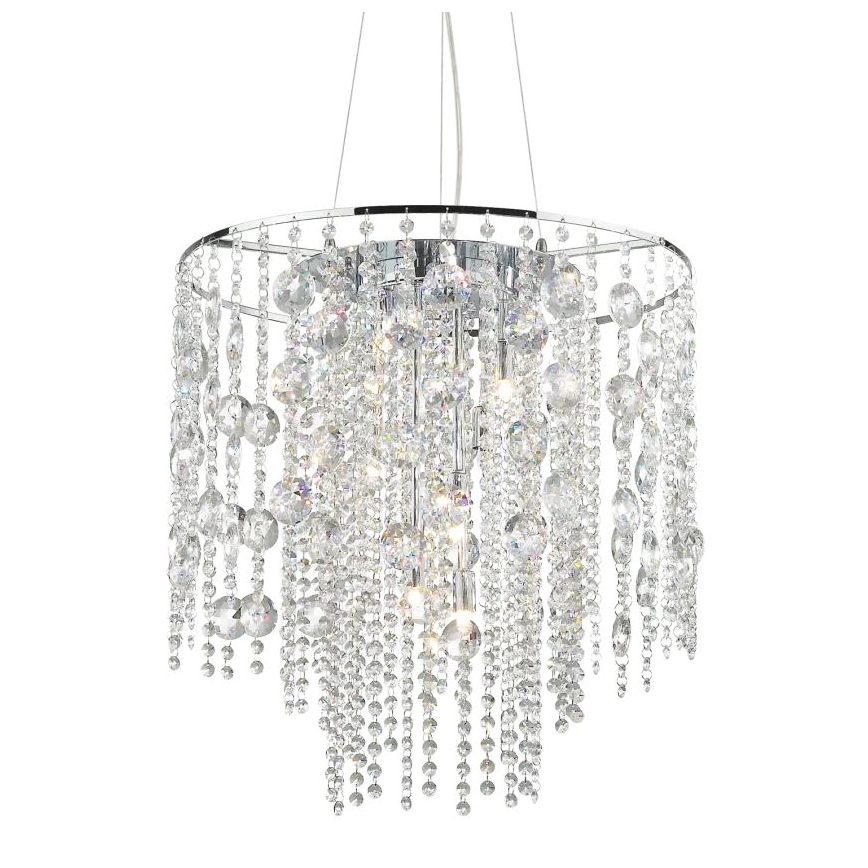 Ideal Lux - LED kristallkrona med textilsladd EVASIONE 10xG9/3W/230V diameter 51 cm skinande krom