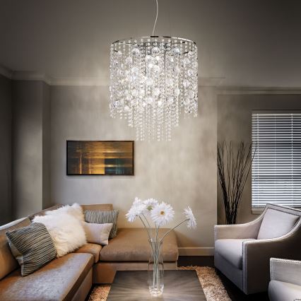 Ideal Lux - LED kristallkrona med textilsladd EVASIONE 10xG9/3W/230V diameter 51 cm skinande krom
