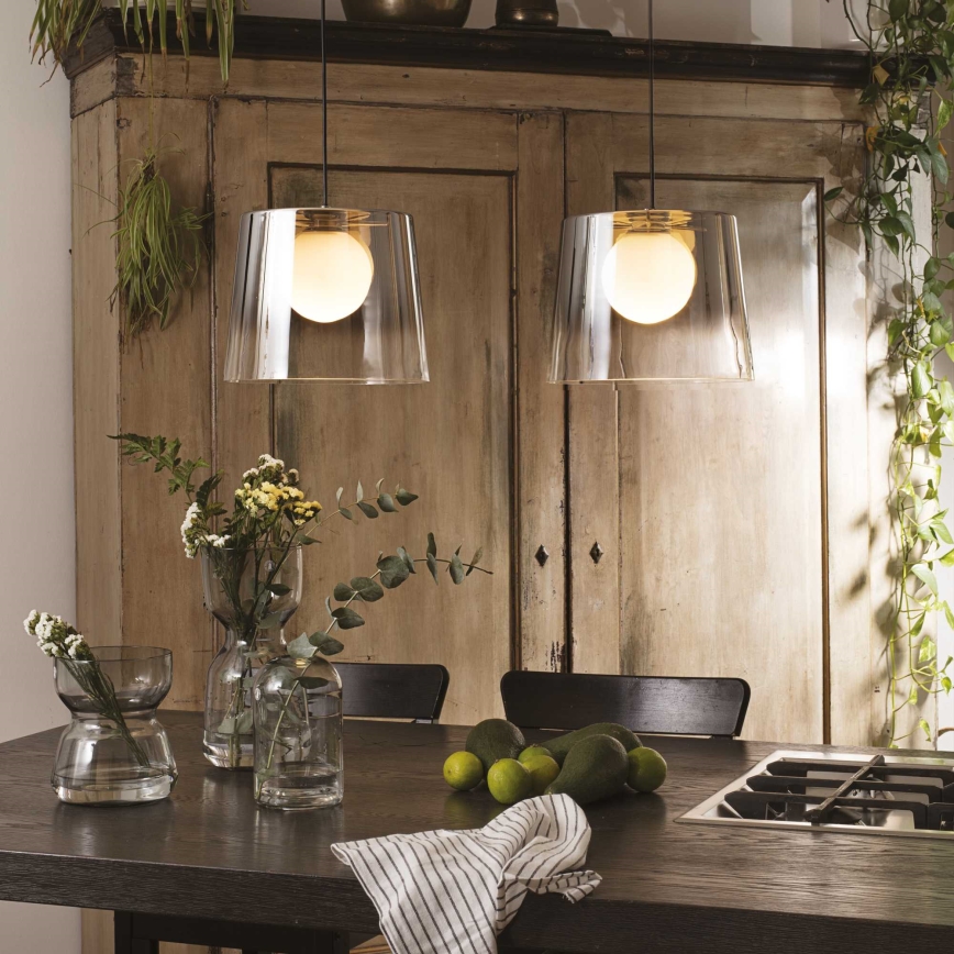 Ideal Lux - LED ljuskrona med textilsladd FADE 1xG9/3W/230V diameter 27,3 cm guld/rökig