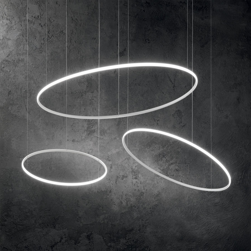 Ideal Lux - LED ljuskrona med textilsladd HULAHOOP LED/28W/230V 3000K diameter 61 cm CRI 90 vit