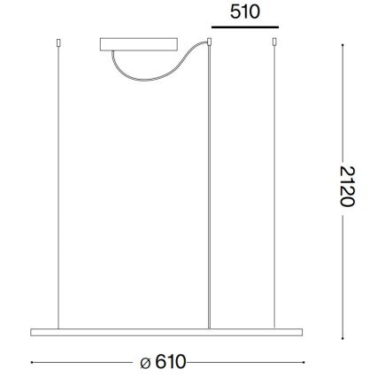 Ideal Lux - LED ljuskrona med textilsladd HULAHOOP LED/28W/230V 3000K diameter 61 cm CRI 90 vit