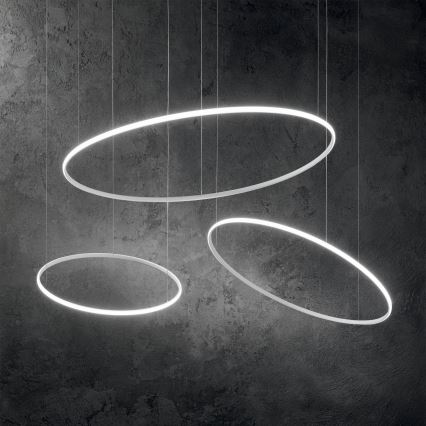 Ideal Lux - LED ljuskrona med textilsladd HULAHOOP LED/39W/230V 3000K diameter 81,5 cm CRI 90 vit