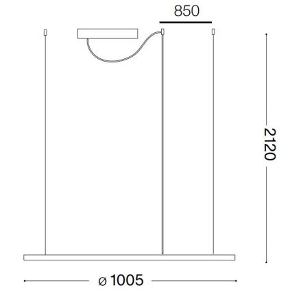 Ideal Lux - LED ljuskrona med textilsladd HULAHOOP LED/46W/230V 3000K diameter 100 cm CRI 90 vit