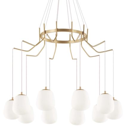 Ideal Lux - LED ljuskrona med textilsladd KAROUSEL 10xG9/3W/230V diameter 82,5 cm mässing