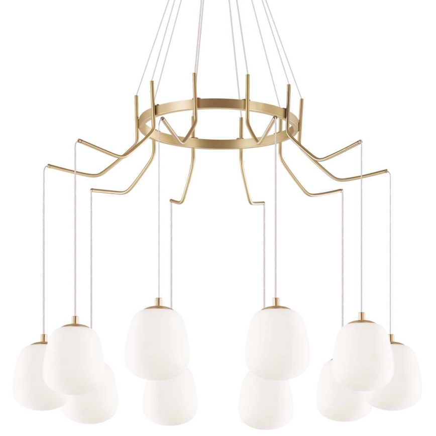 Ideal Lux - LED ljuskrona med textilsladd KAROUSEL 10xG9/3W/230V diameter 82,5 cm mässing