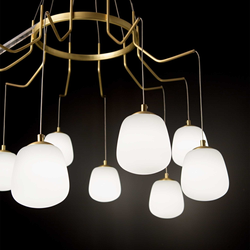 Ideal Lux - LED ljuskrona med textilsladd KAROUSEL 10xG9/3W/230V diameter 82,5 cm mässing