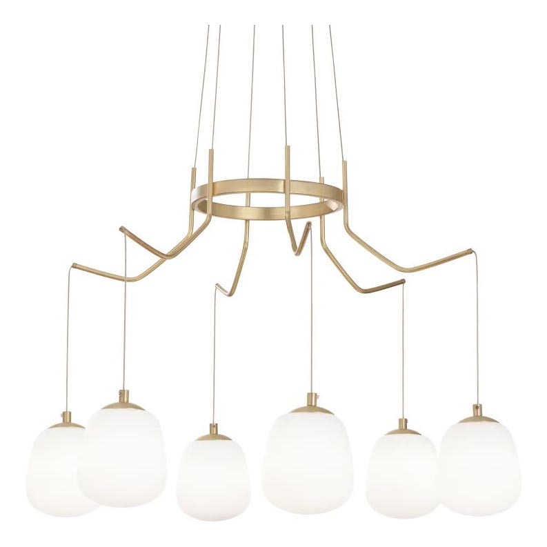 Ideal Lux - LED ljuskrona med textilsladd KAROUSEL 6xG9/3W/230V diameter 72 cm mässing