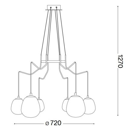 Ideal Lux - LED ljuskrona med textilsladd KAROUSEL 6xG9/3W/230V diameter 72 cm mässing