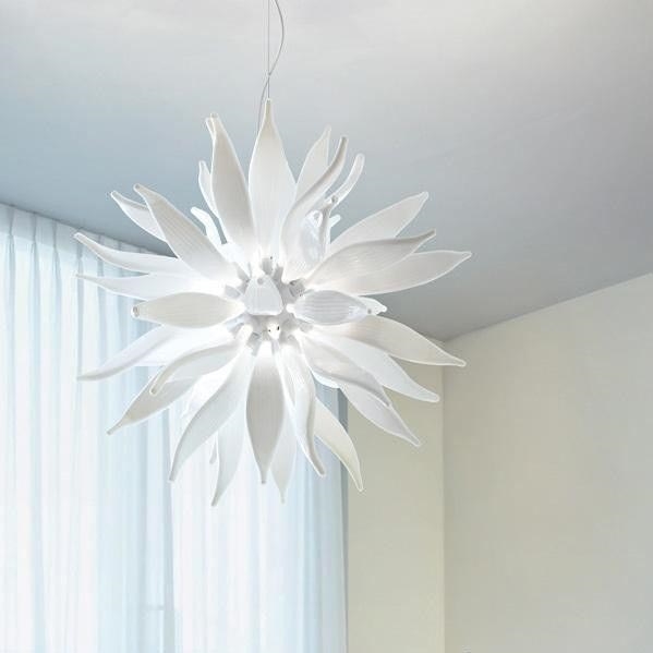 Ideal Lux - LED ljuskrona med textilsladd LEAVES 12xG9/3W/230V diameter 80 cm vit