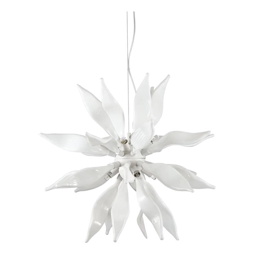 Ideal Lux - LED ljuskrona med textilsladd LEAVES 8xG9/3W/230V diameter 63 cm vit