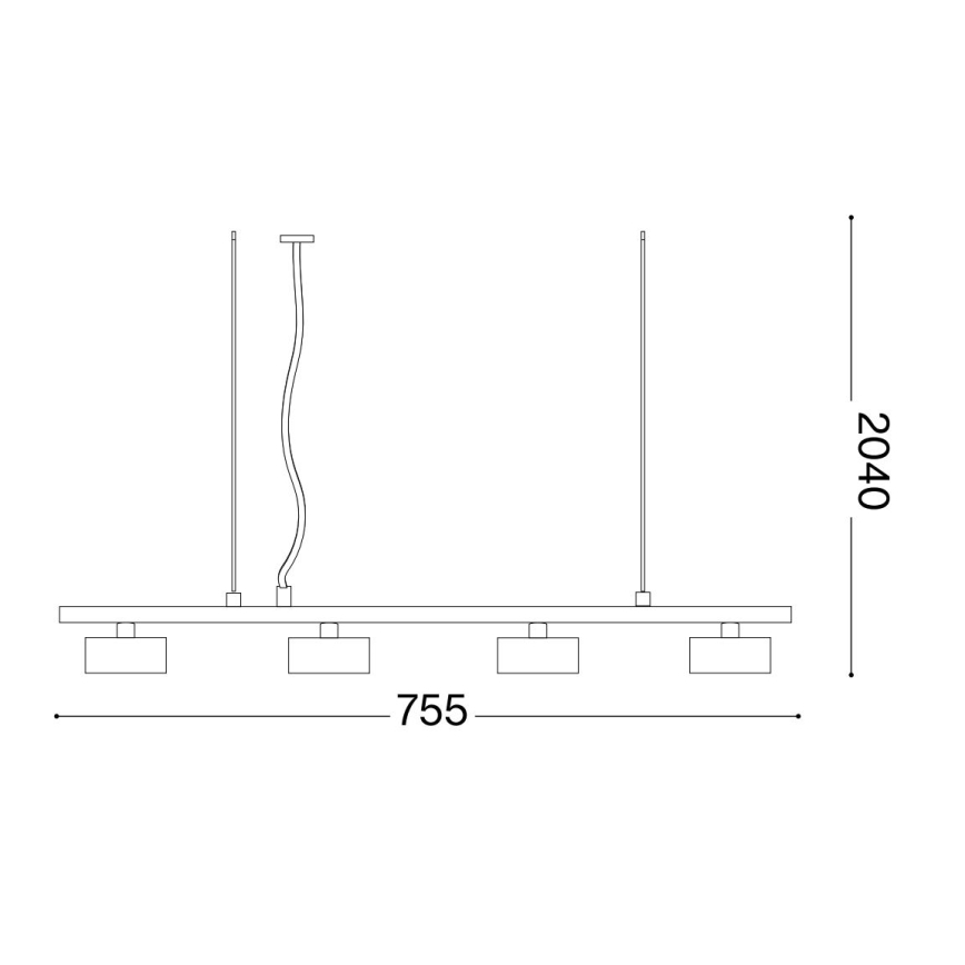 Ideal Lux - LED ljuskrona med textilsladd MINOR 4xGX53/9W/230V 75,5 cm svart