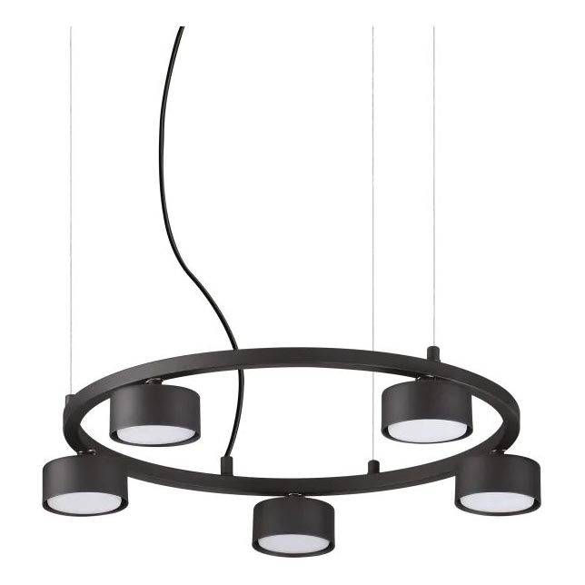 Ideal Lux - LED ljuskrona med textilsladd MINOR 5xGX53/9W/230V diameter 50 cm svart