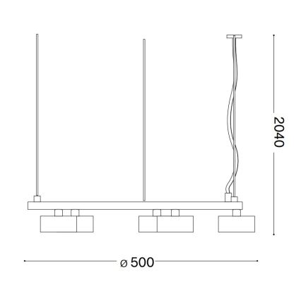 Ideal Lux - LED ljuskrona med textilsladd MINOR 5xGX53/9W/230V diameter 50 cm svart