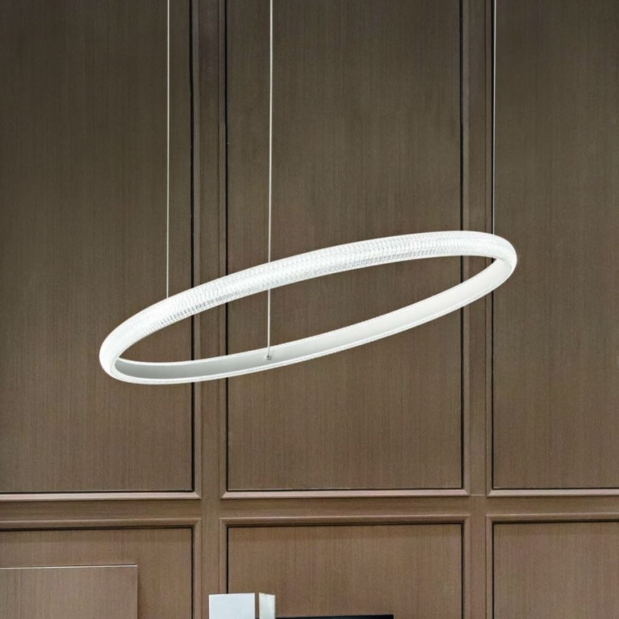 Ideal Lux - LED ljuskrona med textilsladd MIRACLE LED/45W/230V diameter 80 cm CRI 90 matt krom