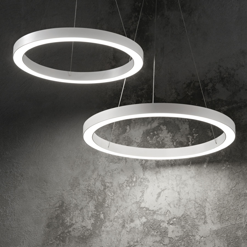 Ideal Lux - LED ljuskrona med textilsladd ORACLE LED/35W/230V 3000K diameter 70 cm CRI 90 vit