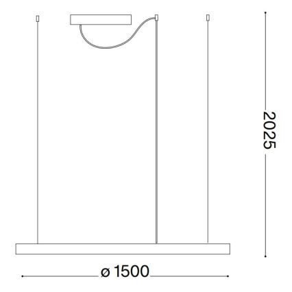 Ideal Lux - LED ljuskrona med textilsladd ORACLE SLIM LED/29W/230V 2700K diameter 50 cm svart