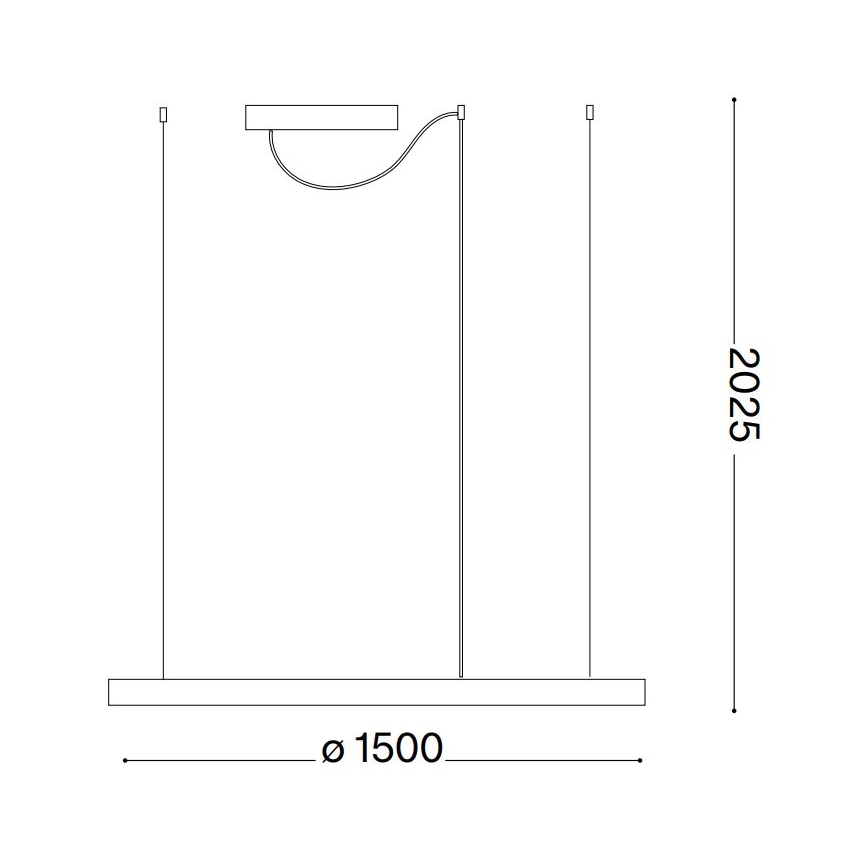Ideal Lux - LED ljuskrona med textilsladd ORACLE SLIM LED/29W/230V 2700K diameter 50 cm svart
