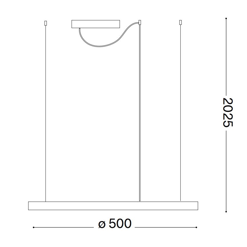 Ideal Lux - LED ljusreglerad ljuskrona på textilsladd ORACLE SLIM LED/29W/230V 3000K diameter 50 cm svart