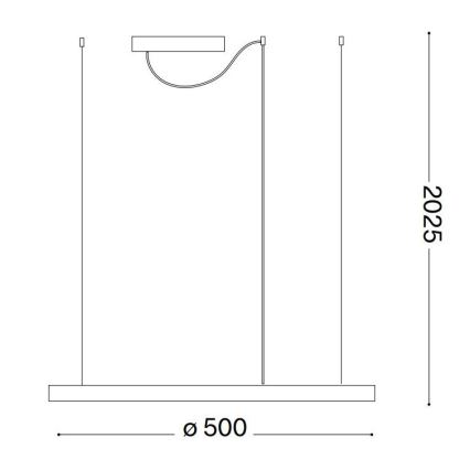 Ideal Lux - LED ljuskrona med textilsladd ORACLE SLIM LED/32W/230V 3000K diameter 50 cm svart