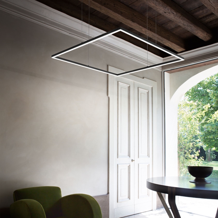 Ideal Lux - LED ljuskrona med textilsladd ORACLE SLIM LED/33W/230V 3000K 50x50 cm svart