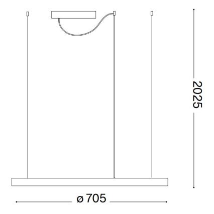 Ideal Lux - LED ljuskrona med textilsladd ORACLE SLIM LED/37W/230V 2700K diameter 70,5 cm vit
