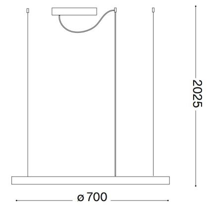 Ideal Lux - LED ljusreglerad ljuskrona på textilsladd ORACLE SLIM LED/39W/230V 3000K diameter 70 cm vit