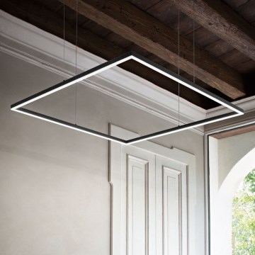Ideal Lux - LED ljuskrona med textilsladd ORACLE SLIM LED/41W/230V 3000K 70x70 cm svart