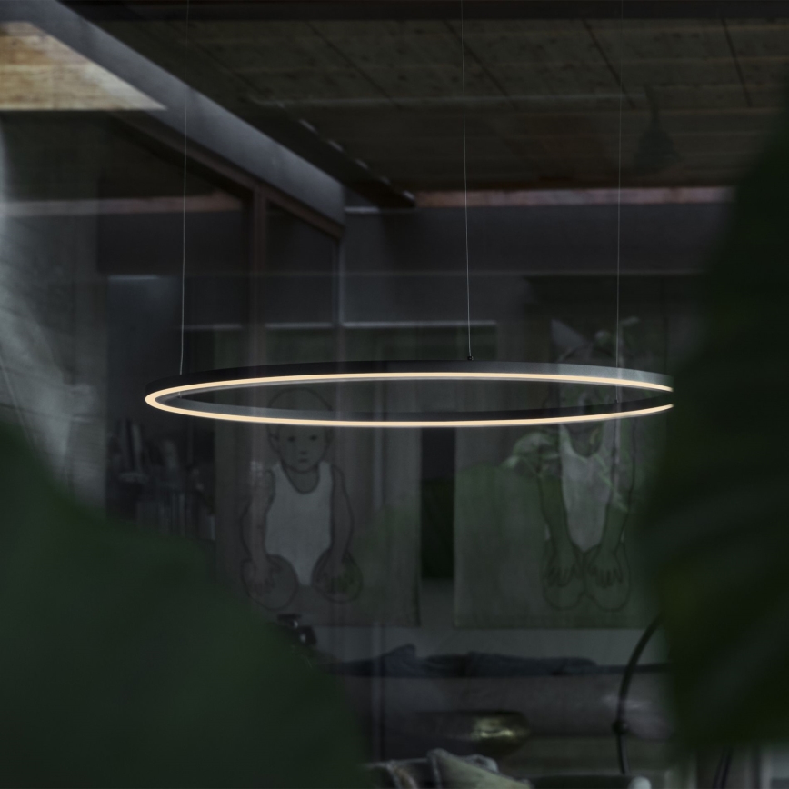 Ideal Lux - LED ljusreglerad ljuskrona på textilsladd ORACLE SLIM LED/43W/230V 3000K diameter 90 cm svart
