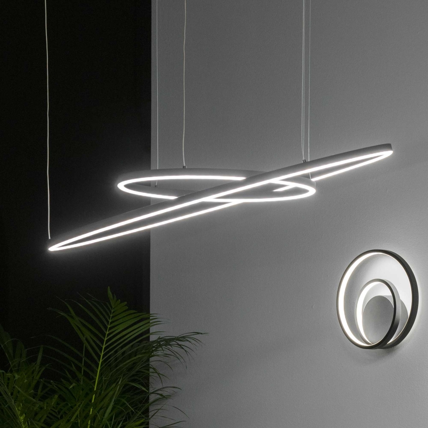 Ideal Lux - LED ljusreglerad ljuskrona på textilsladd ORACLE SLIM LED/43W/230V 3000K diameter 90 cm svart