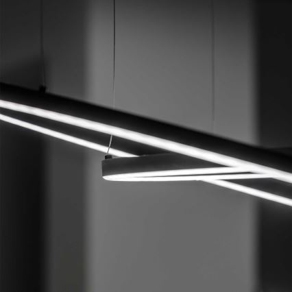 Ideal Lux - LED ljusreglerad ljuskrona på textilsladd ORACLE SLIM LED/43W/230V 3000K diameter 90 cm svart