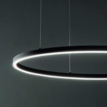 Ideal Lux - LED ljusreglerad ljuskrona på textilsladd ORACLE SLIM LED/43W/230V 3000K diameter 90 cm svart