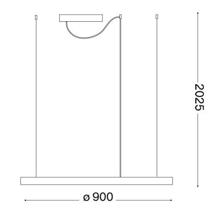 Ideal Lux - LED ljusreglerad ljuskrona på textilsladd ORACLE SLIM LED/43W/230V 3000K diameter 90 cm svart