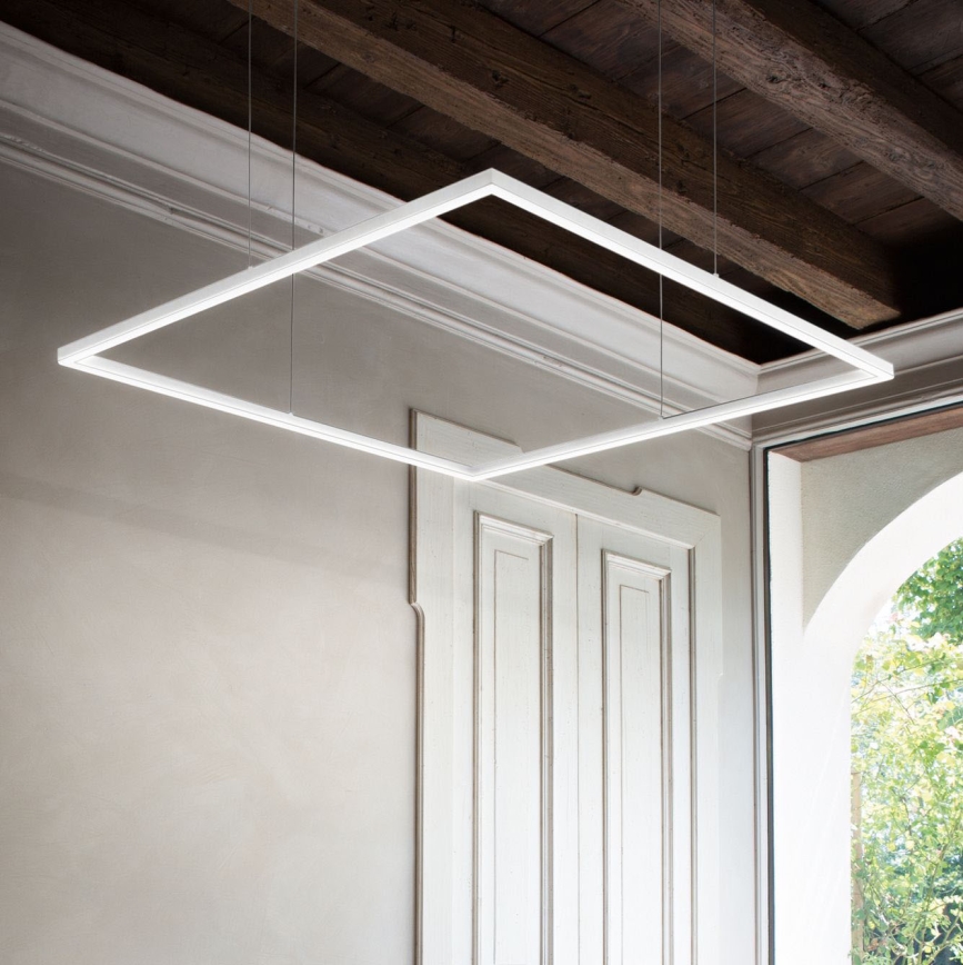 Ideal Lux - LED ljuskrona med textilsladd ORACLE SLIM LED/53W/230V 3000K 90x90 cm vit