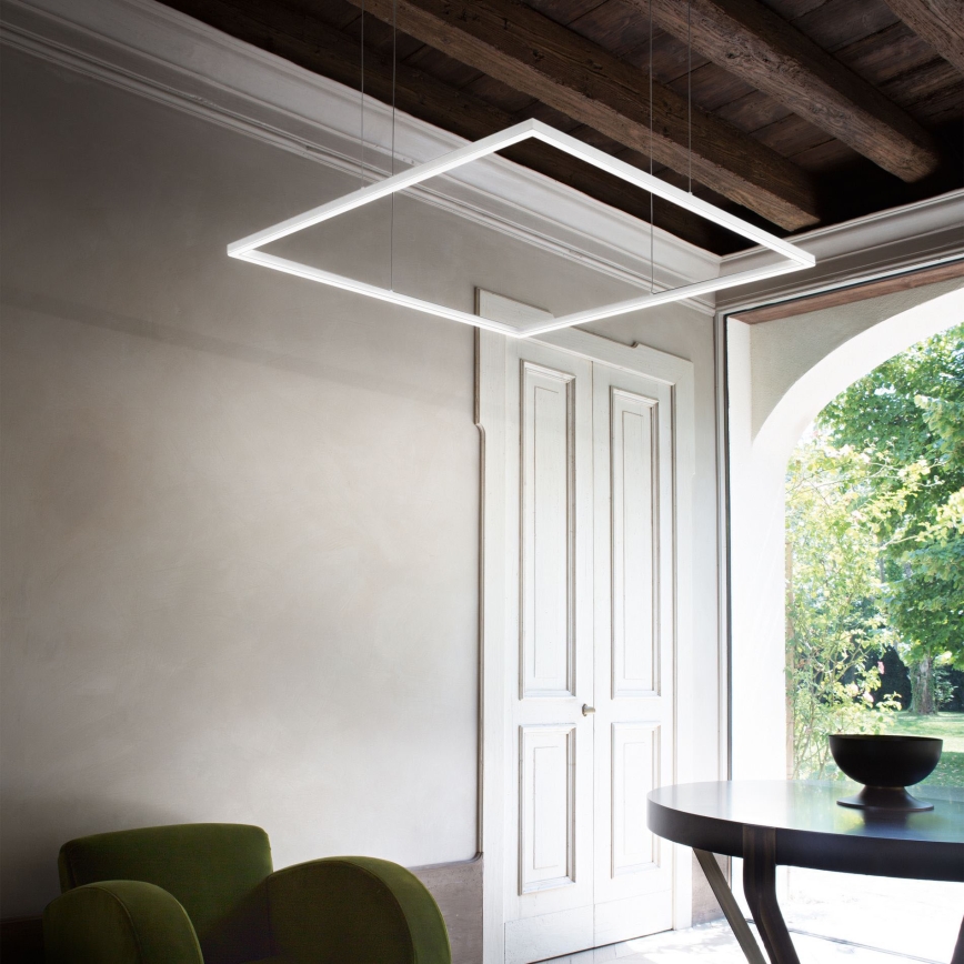 Ideal Lux - LED ljuskrona med textilsladd ORACLE SLIM LED/53W/230V 3000K 90x90 cm vit