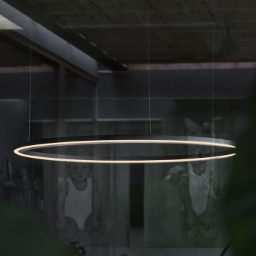 Ideal Lux - LED ljuskrona med textilsladd ORACLE SLIM LED/55W/230V 4000K diameter 90 cm svart
