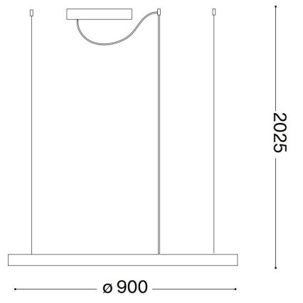 Ideal Lux - LED ljuskrona med textilsladd ORACLE SLIM LED/55W/230V 4000K diameter 90 cm svart