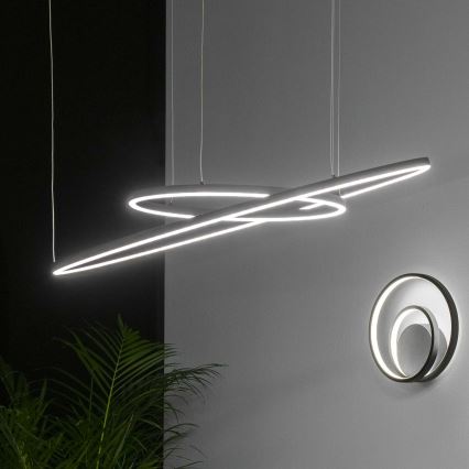 Ideal Lux - LED ljusreglerad ljuskrona på textilsladd ORACLE SLIM LED/76W/230V 3000K diameter 150 cm svart