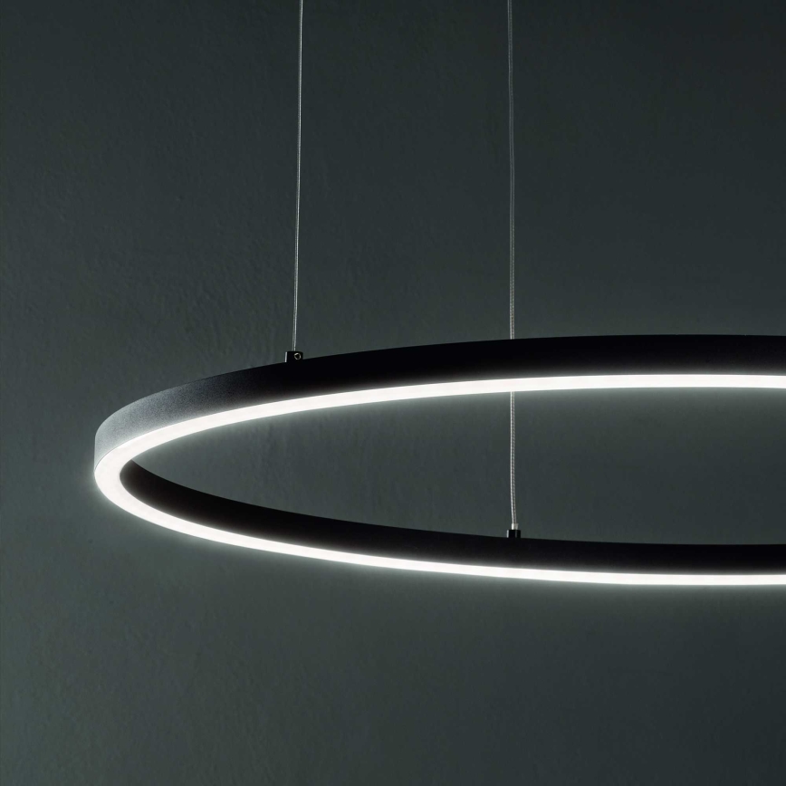 Ideal Lux - LED ljusreglerad ljuskrona på textilsladd ORACLE SLIM LED/76W/230V 3000K diameter 150 cm svart