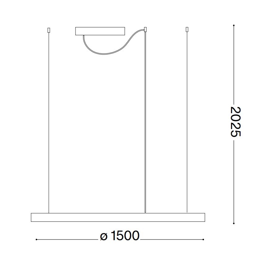 Ideal Lux - LED ljusreglerad ljuskrona på textilsladd ORACLE SLIM LED/76W/230V 3000K diameter 150 cm svart
