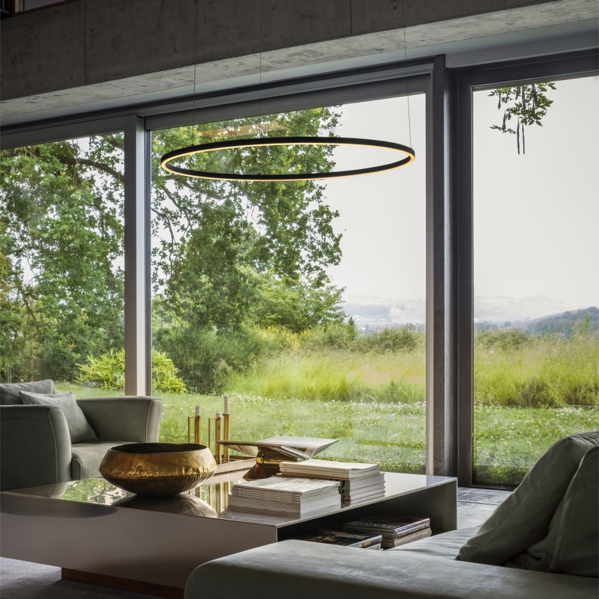 Ideal Lux - LED ljuskrona med textilsladd ORACLE SLIM LED/89W/230V 4000K diameter 150 cm svart