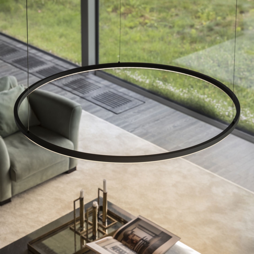 Ideal Lux - LED ljuskrona med textilsladd ORACLE SLIM LED/89W/230V 4000K diameter 150 cm svart