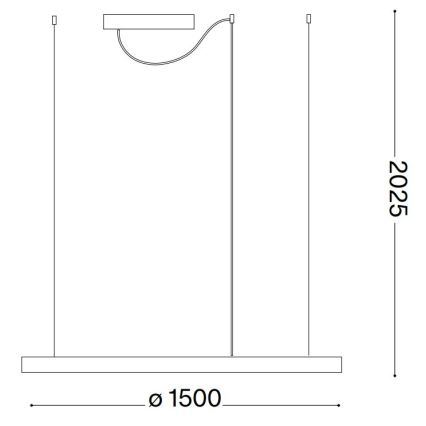 Ideal Lux - LED ljuskrona med textilsladd ORACLE SLIM LED/89W/230V 4000K diameter 150 cm svart