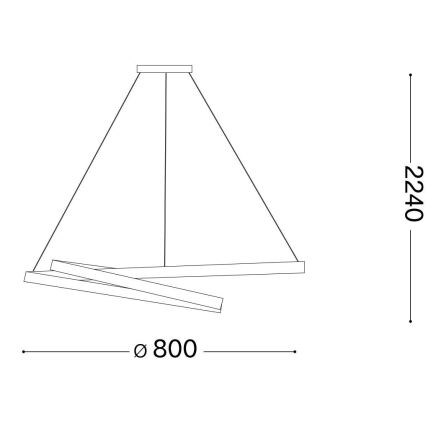 Ideal Lux - LED ljuskrona med textilsladd OZ LED/52W/230V diameter 80 cm CRI 90 guld