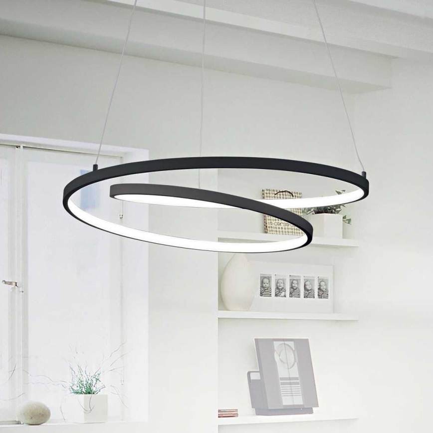 Ideal Lux - LED ljuskrona med textilsladd OZ LED/52W/230V diameter 80 cm CRI 90 svart