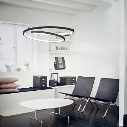 Ideal Lux - LED ljuskrona med textilsladd OZ LED/52W/230V diameter 80 cm CRI 90 svart
