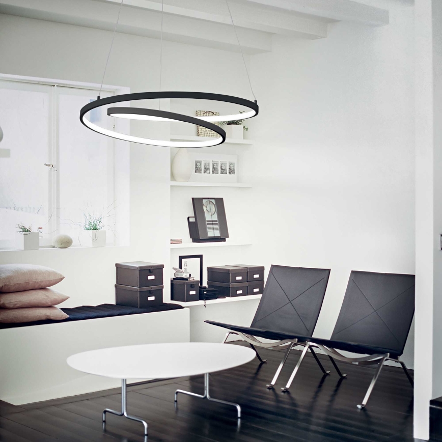 Ideal Lux - LED ljuskrona med textilsladd OZ LED/52W/230V diameter 80 cm CRI 90 svart