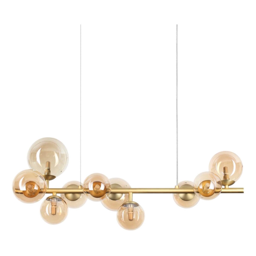 Ideal Lux - LED ljuskrona med textilsladd PERLAGE 10xG9/3W/230V 81 cm guld/rökig