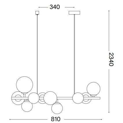 Ideal Lux - LED ljuskrona med textilsladd PERLAGE 10xG9/3W/230V 81 cm guld/rökig