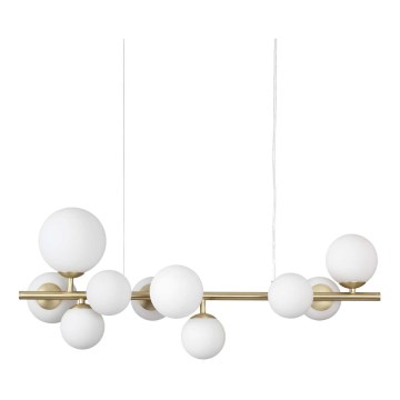 Ideal Lux - LED ljuskrona med textilsladd PERLAGE 10xG9/3W/230V 81 cm guld/vit