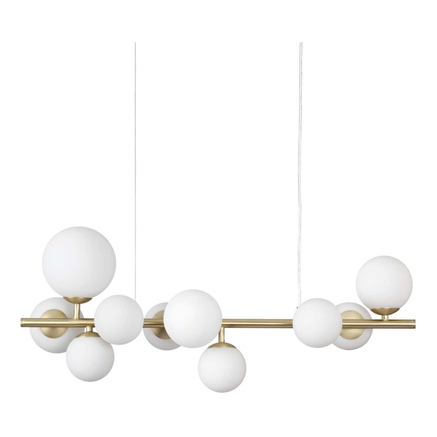 Ideal Lux - LED ljuskrona med textilsladd PERLAGE 10xG9/3W/230V 81 cm guld/vit